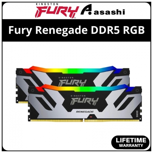 Kingston Fury Renegade Black RGB DDR5 32GB(2x16GB) 7200Mhz CL38 XMP Support Performance PC Ram - KF572C38RSAK2-32