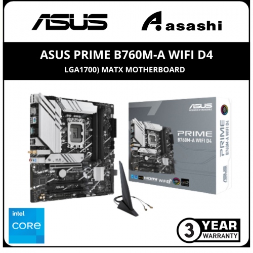 ASUS PRIME B760M-A WIFI D4 (LGA1700) MATX Motherboard