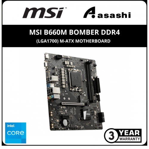 MSI B660M Bomber DDR4 (LGA1700) M-ATX Motherboard