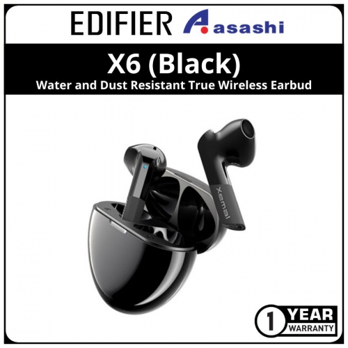 Edifier X6 (Black) Water and Dust Resistant True Wireless Earbud (1 yrs Limited Hardware Warranty)