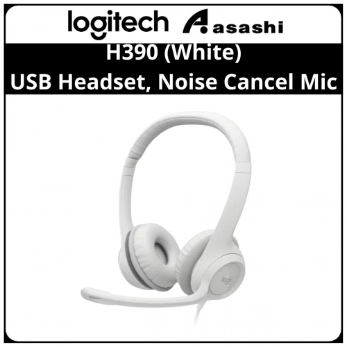 Logitech H390 (White) USB Headset with Noise-Canceling Mic