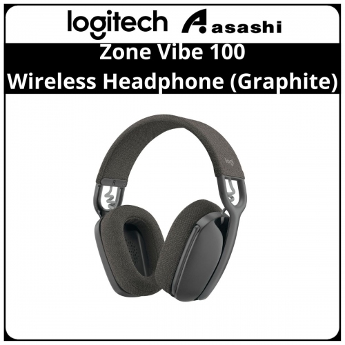 Logitech Zone Vibe 100 (Graphite) Wireless Over the Ear Headphones with Noise-Canceling Mic