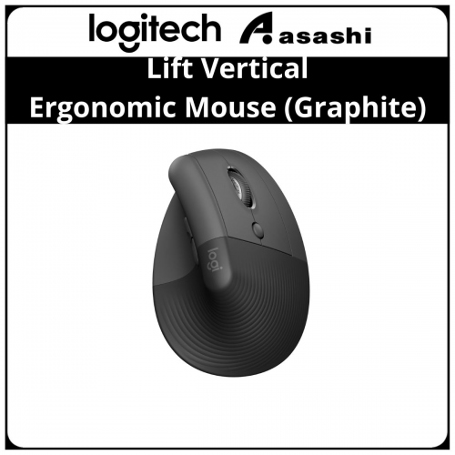 Logitech Lift Vertical Ergonomic Mouse (Graphite) Wireless Bluetooth Logi Bolt USB receiver, Quiet clicks