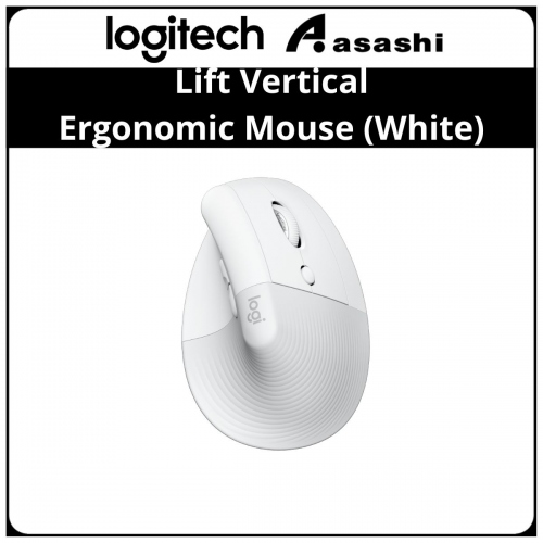 Logitech Lift Vertical Ergonomic Mouse (White) Wireless Bluetooth Logi Bolt USB receiver, Quiet clicks