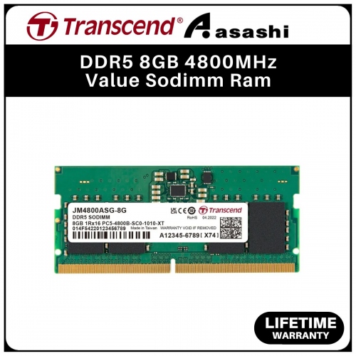 Transcend DDR5 8GB 4800MHz Value Sodimm Ram - JM4800ASG-8G