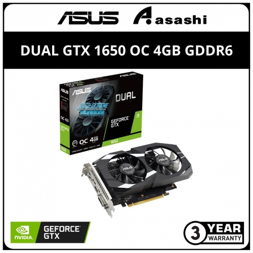 ASUS DUAL GTX 1650 OC 4GB GDDR6 Graphic Card (DUAL-GTX1650-O4GD6-P-V2)