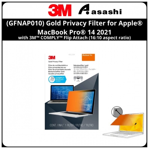 3M™ (GFNAP010) Gold Privacy Filter for Apple® MacBook Pro® 14 2021 with 3M™ COMPLY™ Flip Attach (16:10 aspect ratio)