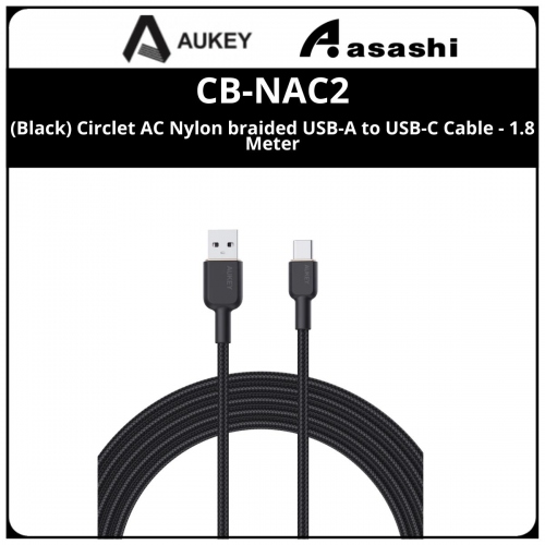 AUKEY CB-NAC2 (Black) Circlet AC Nylon braided USB-A to USB-C Cable - 1.8 Meter