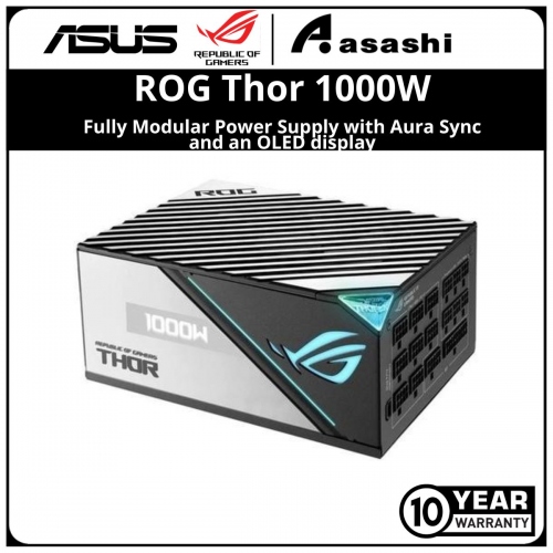 ASUS ROG Thor 1000W P2 80+ Platinum, Fully Modular Power Supply with Aura Sync and an OLED display - 10 Years Warranty