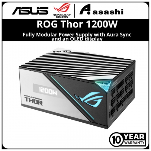 ASUS ROG Thor 1200W P2 80+ Platinum, Fully Modular Power Supply with Aura Sync and an OLED display - 10 Years Warranty