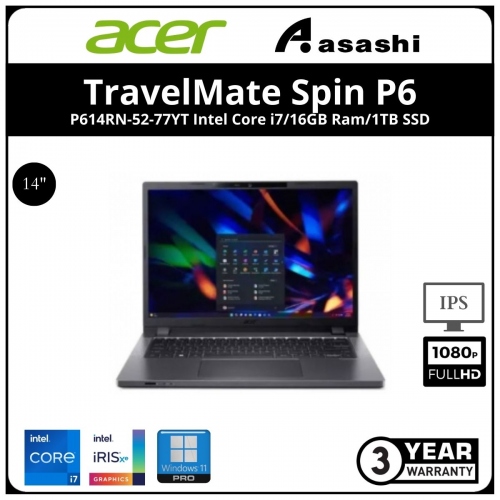 Acer TravelMate P614RN-52-77YT Commercial Notebook-(Intel Core i7-1165G7/16GD4 OB/1TB SSD/No-DVDRW/14