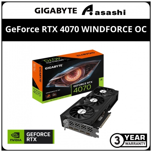GIGABYTE GeForce RTX­­ 4070 WINDFORCE OC 12GB Graphic Card (GV-N4070WF3OC-12GD)