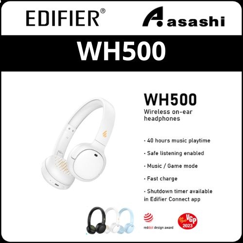 Edifier WH500 (White) Bluetooth On-Ear Headphone (1 yrs Limited Hardware Warranty)