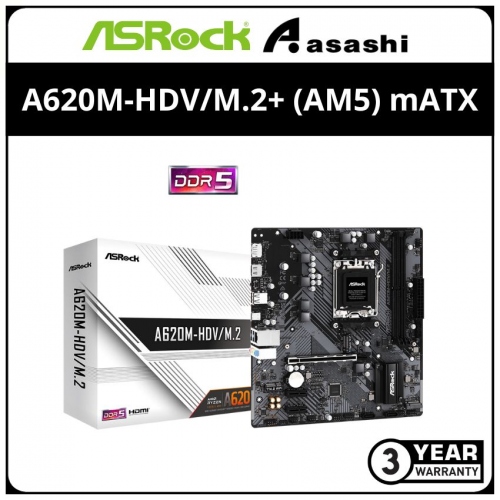 ASROCK A620M-HDV/M.2+ (AM5) mATX Motherboard (HDMI,DP,M.2)
