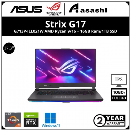 Asus ROG Strix G 17 G713P-ILL021W Gaming Notebook - (AMD Ryzen 9-7945HX/32G D5 4800Mhz(16*2)/1TB SSD/17.3