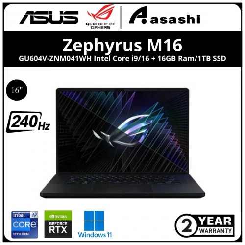 Asus ROG Zephyrus M16 Notebook-GU604V-ZNM041WH-(Intel Core i9-13900H/32GB DDR5(16*2)/1TB SSD PCIe/16
