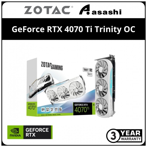 ZOTAC GAMING GeForce RTX 4070 Ti Trinity OC White Edition 12GB GDDR6X Graphic Card (ZT-D40710Q-10P)