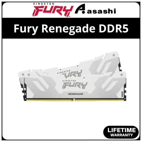 Kingston Fury Renegade White DDR5 32GB(2x16GB) 6000Mhz CL32 XMP Support Performance PC Ram - KF560C32RWK2-32