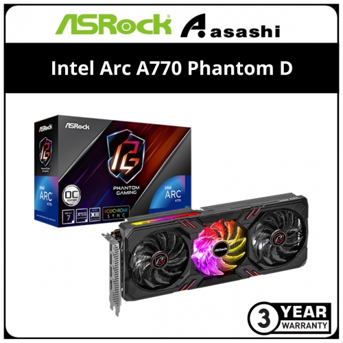 ASRock Intel Arc A770 Phantom Gaming D 8GB OC Graphic Card (A770 CLD 8GO)