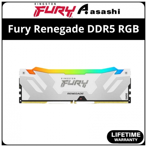 Kingston Fury Renegade White RGB DDR5 16GB 6000Mhz CL32 XMP Support Performance PC Ram - KF560C32RWA-16
