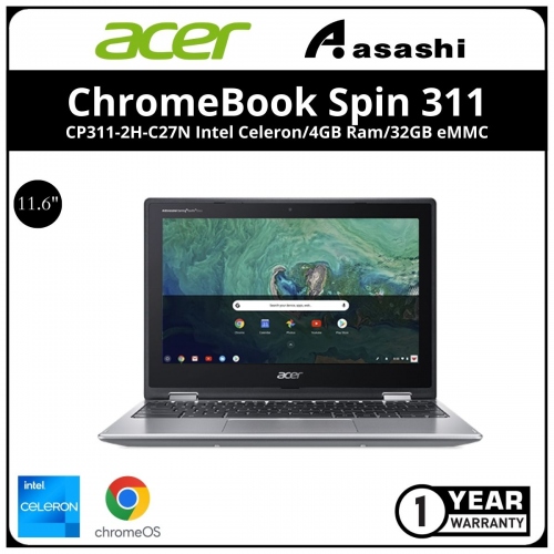 Acer Chromebook Spin 311 CP311-2H-C27N-(Intel Cel-N4120/4GB DDR3L/32GB eMMC/11.6