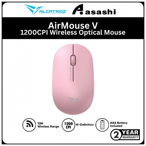 Alcatroz AirMouse V Orchid Pink 1200CPI Wireless Optical Mouse