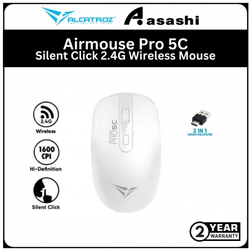 Alcatroz Airmouse Pro 5C White Silent Click 2.4G Wireless Mouse