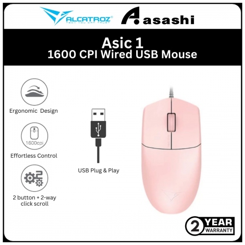 Alcatroz Asic One (Peach) 1600 CPI Wired USB Mouse