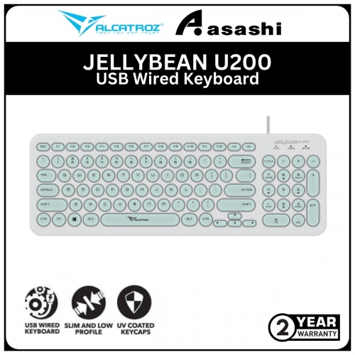 Alcatroz JELLYBEAN U200 White Mint USB Wired Keyboard