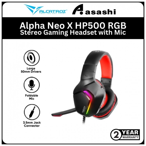 Alcatroz Alpha Neo X HP500 RGB Red Stereo Gaming Headset with Mic