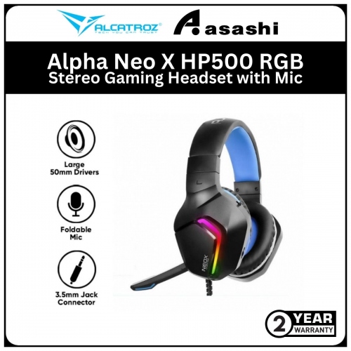 Alcatroz Alpha Neo X HP500 RGB Blue Stereo Gaming Headset with Mic