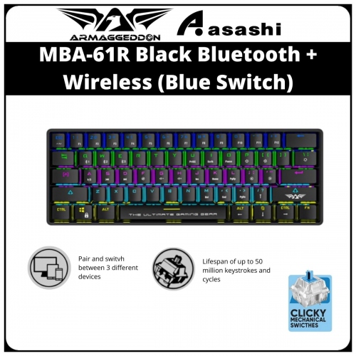 Armaggeddon MBA-61R Black Bluetooth + Wireless (61 Keys) Blue Switch Mechanical Keyboard