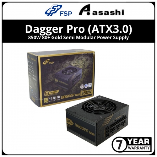 FSP Dagger Pro 850W (ATX3.0) 80+ Gold Semi Modular Power Supply (SDA2-850-GEN5) - 7 Year Warranty