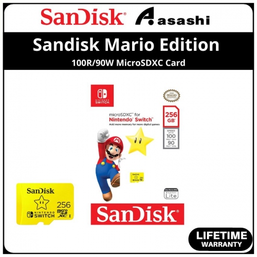 Sandisk Mario Edition 256GB 100R/90W MicroSDXC Card with Nintendo Switch Certified - SDSQXAO-256G-GN3ZN