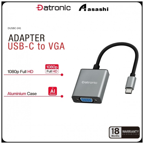 Datronic DUSBC-241 USB-C to VGA Adapter - 18Months Warranty