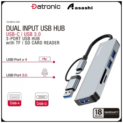 Datronic DUSBCA-339 2in1 USB-C & USB3.0 to USB3.0 / SD / TF / USB2.0 x 2 HUB - 18Months Warranty