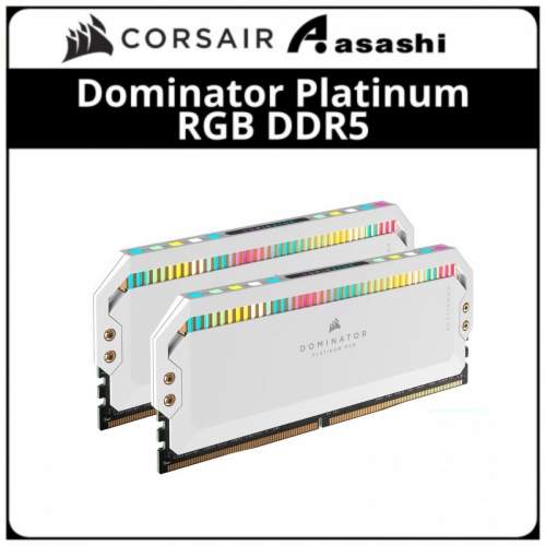 Corsair Dominator Platinum White RGB DDR5 32GB(2x16GB) 5200MHz CL40 XMP Support Performance PC Ram - CMT32GX5M2B5200C40W