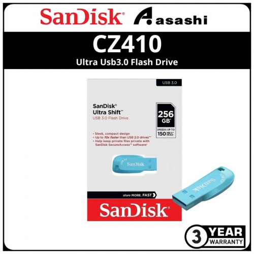 Sandisk Ultra Shift-Blue CZ410 256GB Ultra Usb3.2 Flash Drive (SDCZ410-256G-G46BB)