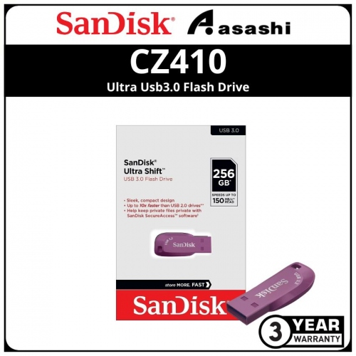 Sandisk Ultra Shift-Purple CZ410 256GB Ultra Usb3.2 Flash Drive (SDCZ410-256G-G46)