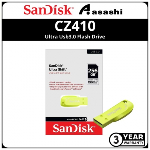 Sandisk Ultra Shift-Yellow CZ410 256GB Ultra Usb3.2 Flash Drive Yellow (SDCZ410-256G-G46EP)