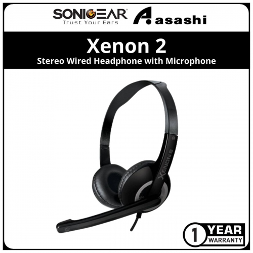 Sonic Gear Xenon 2 (Grey) Stereo Wired Headphone with Microphone | Portable Light Weight | 1 Year Warranty
