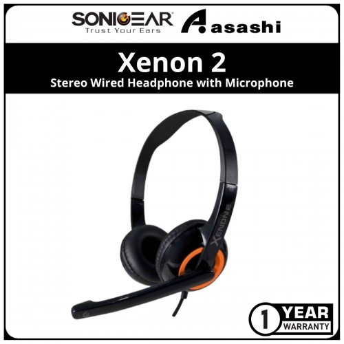 Sonic Gear Xenon 2 (Orange) Stereo Wired Headphone with Microphone | Portable Light Weight | 1 Year Warranty