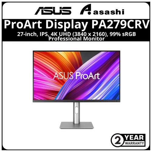 ASUS ProArt Display PA279CRV Professional Monitor - 27-inch, IPS, 4K UHD (3840 x 2160), 99% sRGB Professional Monitor ( DisplayPort 1.4 x 2, HDMI(v2.0) x 2,USB C 96W, USB HUB, AUX)