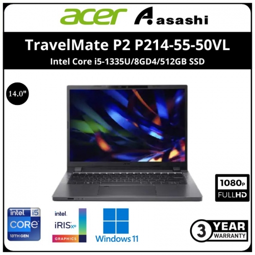 Acer TravelMate P2 P214-55-50VL-(Intel Core i5-1335U/8GD4/512GB SSD/14