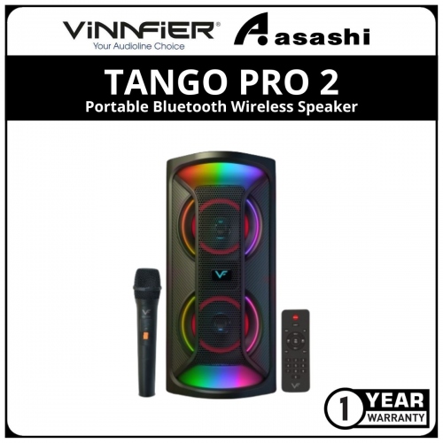 Vinnfier FlipGear Tango Pro 2 (150W) WMU Portable Bluetooth Wireless Karaoke Speaker KTV Speaker with 1 Wireless UHF Mic - 1Y