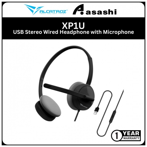 Alcatroz XP1U (Black) USB Stereo Wired Headphone with Microphone | Portable Light Weight | 1 Year Warranty