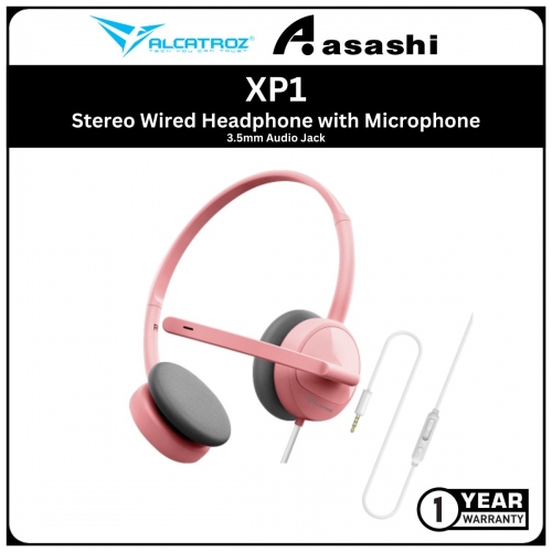 Alcatroz XP1 (Pink) 3.5mm Stereo Wired Headphone with Microphone | Portable Light Weight | 1 Year Warranty