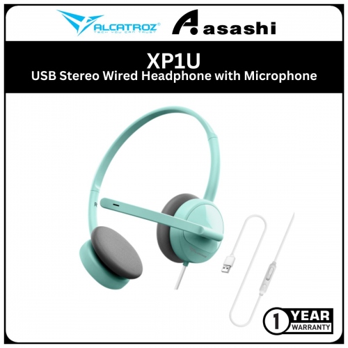 Alcatroz XP1U (Mint) USB Stereo Wired Headphone with Microphone | Portable Light Weight | 1 Year Warranty