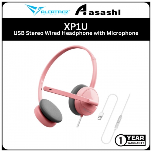 Alcatroz XP1U (Pink) USB Stereo Wired Headphone with Microphone | Portable Light Weight | 1 Year Warranty