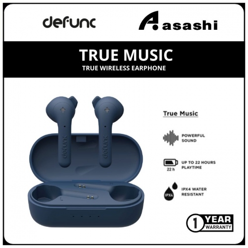 Defunc TRUE MUSIC True Wireless Earphone - Blue (1 yrs Limited Hardware Warranty)